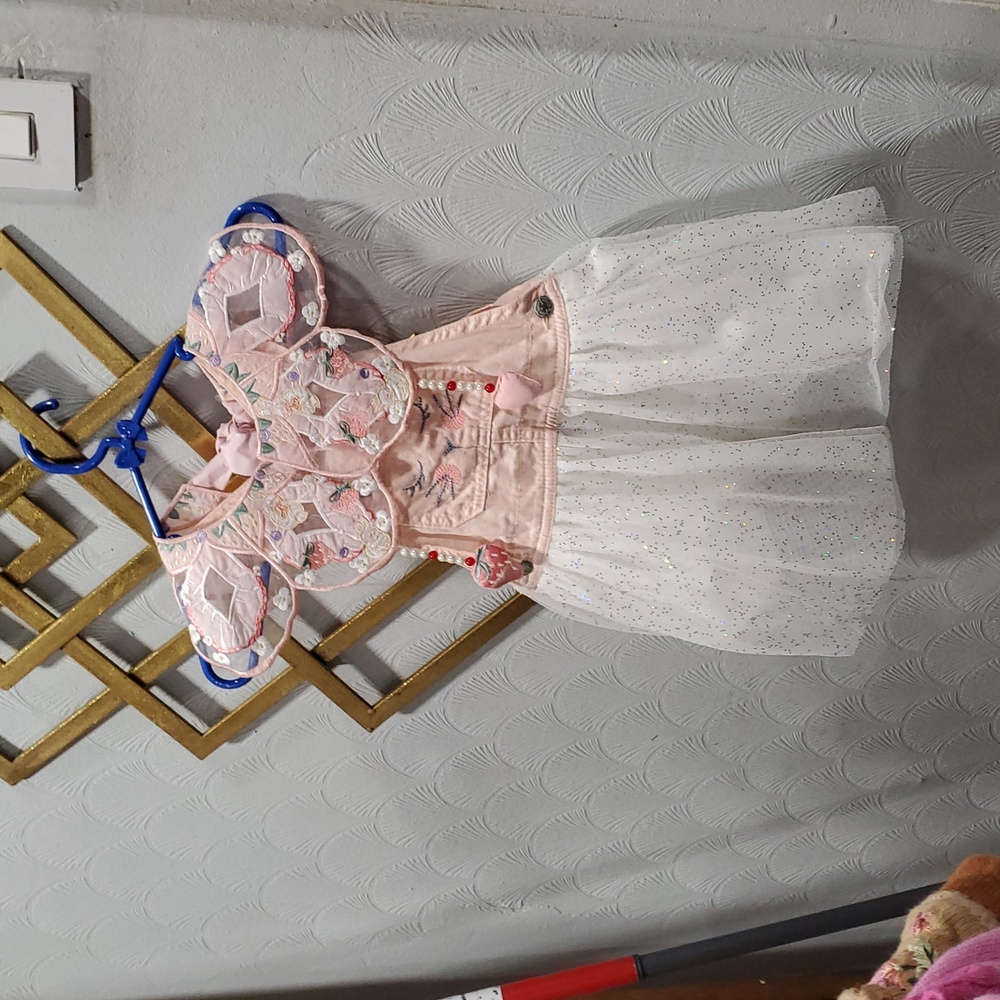 Vtg OshKosh B'gosh Peach pink white  Vestbak Dress - Picture 14 of 16